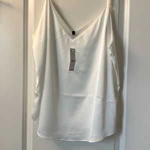 NWT Silky White V-Neck Camisole with lining, Size XL